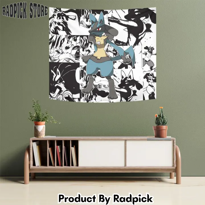 Pokemon lucario tapestry custom manga anime wall decor  rp5942231